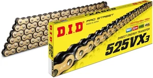 Cadena serie junta tórica profesional D.I.D 525VX3G120FB 525VX3 - 120 eslabones - dorada... - Imagen 1 de 1