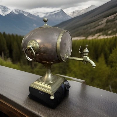 Antique Urn, Copper & Brass Samovar, English, Hot Water Urn, 19th C. 1820s - Image 1 of 4