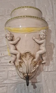 Vtg Ceramic Lavabo Cherubs Wall Fountain For Hand Washing/Decoration With Spigot - Picture 1 of 19