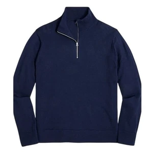 J.Crew Factory Men's Sz XL Deep Navy Merino Wool-Blend Half Zip Sweater BW170 - Picture 1 of 9