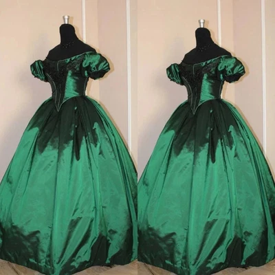 Victorian Wedding Dresses Satin Vintage Short Sleeves 1950s Lace Bridal Gowns - Image 1 of 3