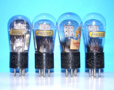 Type Philco 27 radio audio amplifier vacuum 4 tubes valves Globe shape 227 327 - Image 1 of 3