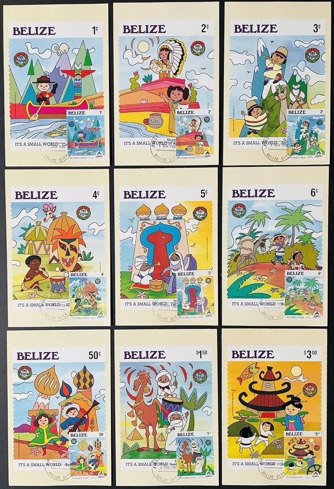 9 SELLOS POSTALES DE DISNEY BELICE 1985 ES UN PEQUEÑO PRIMER DÍA MUNDIAL DE EMISIÓN Foto 1 de 1