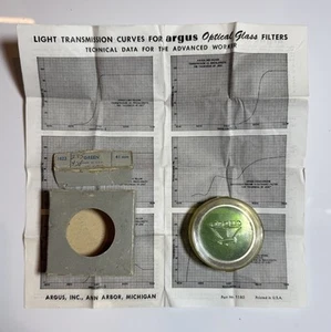 Argus 41mm Drop in Green Optical Glass Filter With Box, Case, and Technical Data - Picture 1 of 11