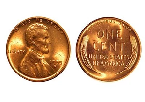 1955-D Lincoln Cent - RPM-009 Wahl Stempelglanz rot #5544 - Bild 1 von 1