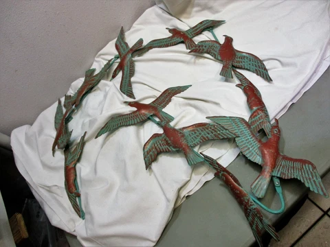 Metal Wall Art Birds In Flight Hinged Movable Wall Decor Distressed Sculpture Cover
