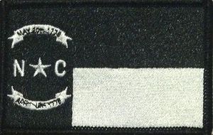 NORTH CAROLINA Flag Patch With Hook & Loop Fastener Black & White Tactical #4 - Picture 1 of 1