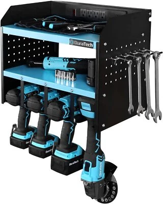 DURATECH Power Tool Organizer Heavy Duty w/Power Strip Carbon Steel Wall Mount - Image 1 of 4