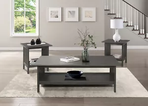 3-Piece Table Set,Wooden Classic Coffee Table & 2 End Tables with 2-Tier Storage - Picture 1 of 7