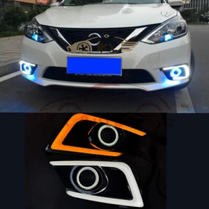 LED Drinking Fog Lamp COB Angel Ring DRL Turn Signal Kit For Nissan Sentra 16-19 - Picture 1 of 16