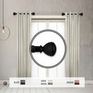 Woven 1" Side Curtain Rod 12-20 inch long (Set of 2) - Picture 1 of 6