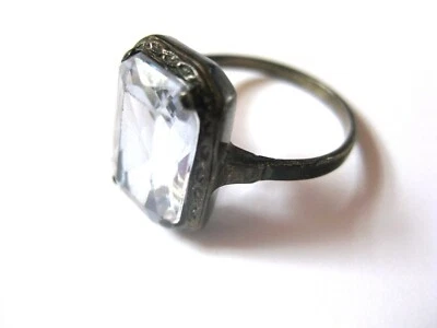 Antico Anello Argento 835 Con Topazio Blu, 3,39 G - Immagine 1 di 3