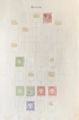 1800's BAVARIA GERMANY STAMP LOT ON EARLY ALBUM PAGE, MINT AND USED - Image 1 of 4