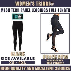 Women's TriDri Mesh Tech Panel Leggings Full-Length Fitness Yoga Workout TR034 - Picture 1 of 4