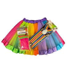 Rainbow Luxury Tutu Leg Warmer Suspenders Halloween Combo Fancy Dress Combo Lot
