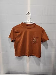 Volcom Short Sleeve Cropped Graphic T-Shirt Brown Small 100% Organic Cotton - Picture 1 of 7
