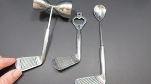 VINTAGE BAR WARE Golf Club Bar Tools Set Accessories Cocktail Tools Set Of 3 - Imagen 1 de 6