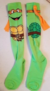 Teenage Mutant Ninja Turtles Michelangelo Mikey Knee High Socks Size 9-11 - Picture 1 of 3