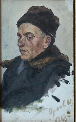 Peinture Russe à la toque , portrait signé Orlov  1946 - Photo 1/3
