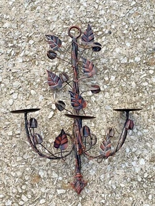 Vintage Cotton Pod Leaf Vine Pillar Candelabra Red Black Gothic Wall Art ❤️sj8j - Picture 1 of 11