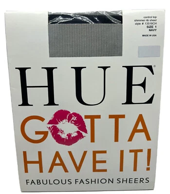 New Hue Women's Gotta Have It Control Top Navy Shimmer Rib Sheer Size 1 - Image 1 of 4