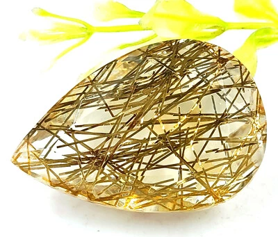 Nice Golden Rutilated Quartz 140 Ct Pear Cut EGL Certified Loose Gemstone MNH - Image 1 of 4