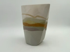 Maine Studio Art Bonnema Hand Thrown Pottery Envelope Vase 8 1/2" Abstract Desig - Picture 1 of 7