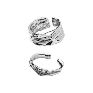 Titanium Stainless Steel 2 Rings Set Silver Jewelry Hip Hop Rings Womens Mens - Bild 1 von 23