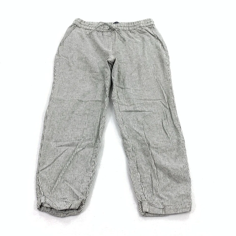 Pantalones con cordón J.Crew a rayas mezcla de lino y algodón talla 12 para mujer gris blanco L Foto 1 de 4