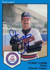 1989 Edmonton Trappers STEWART STU CLIBURN Signed Card autograph AUTO ANGELS