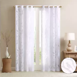 Madison Park Semi Sheer Single Curtain Modern Contemporary Botanical Print Out - Picture 1 of 12