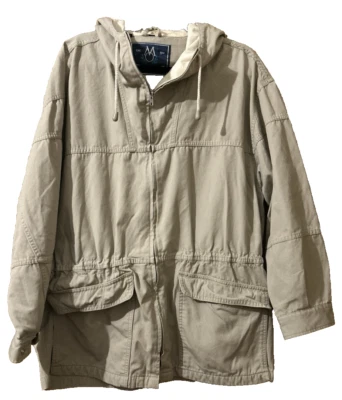 Vintage Members Only Jacket Women Tan Brown Hood Double Zipper Soft M - Imagem 1 de 4