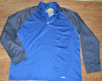 Tek Gear Performance DryTek Azul Gris Manga Larga Vellón 1/4 Cremallera Top Ropa Activa Foto 1 de 3