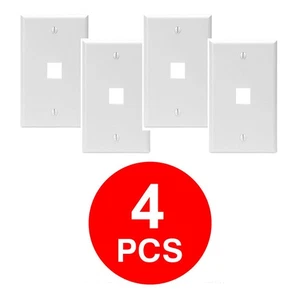 4x Wall Plate 1 Hole Port Jack Keystone Audio Video Wallplate White - Picture 1 of 4