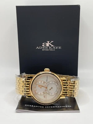 Adee Kaye Mondo AK5665-MGSV Mens Silver Dial Gold Band Analog Wristwatch - Image 1 of 4