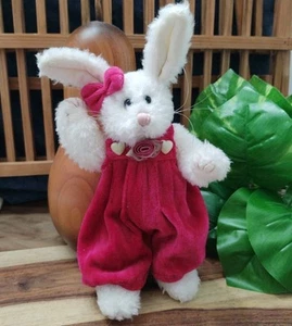 🐰Boyds Bear Bunny ASHLEY J.B. Bean Series Posable Peluche Animal Blanco - Imagen 1 de 13