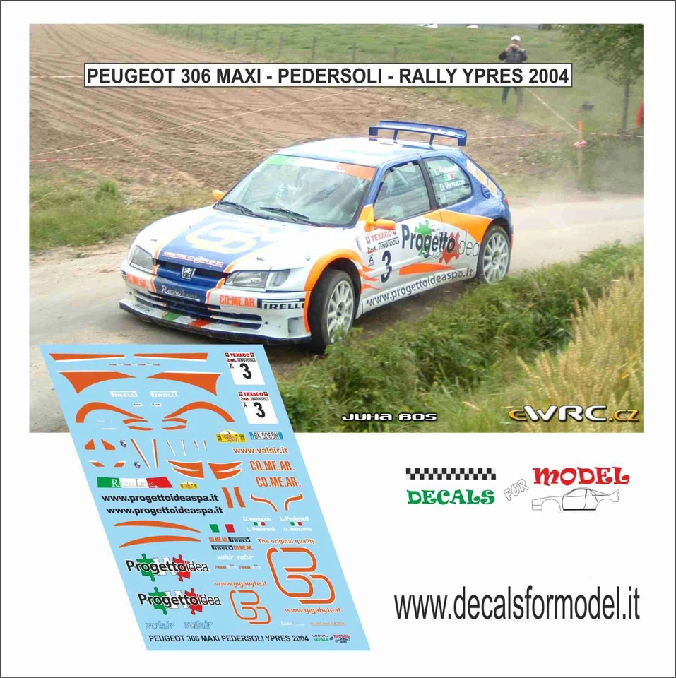 DECALS 1:24  PEUGEOT 306 MAXI - PEDERSOLI - RALLY YPRES 2004 - Immagine 1 di 1