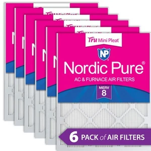 12x20x1 (11_1/2x19_1/2) Nordic Pure Tru Mini Pleat MERV 8 Air Filters 6 Pack - Picture 1 of 7