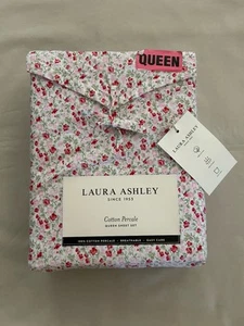 NEW 4pc Laura Ashley Queen Sheet Set Cottage Floral EMOGENE Reds Pinks & Greens - Picture 1 of 4