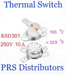 Interruptor de temperatura termostato KSD301 10A 250V 165°C 329°F interruptor de control térmico - Imagen 1 de 3