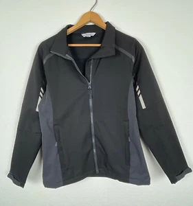Black PORT AUTHORITY Zip Jacket Running Athletic Sports Windbreaker Reflective - Picture 1 of 7