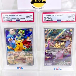 PSA 10 Gem Mint Pikachu 173/165 AR SV2a Japanese Pokemon Card + Pre-Order Promo - Picture 1 of 19