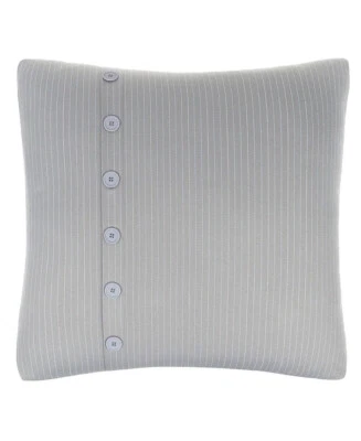 Croscill Euro Shams Siena Pair Grey Striped Buttons 26” x 26” Square New - Image 1 of 2