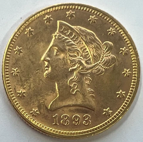 1893 $10 Liberty Gold Coin, Uncertified.! Cover