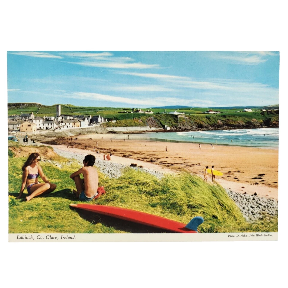 Lahinch Ireland Surfers on Beach Postcard 4x6 Liscannor Bay County Clare C3791 - Image 1 of 2