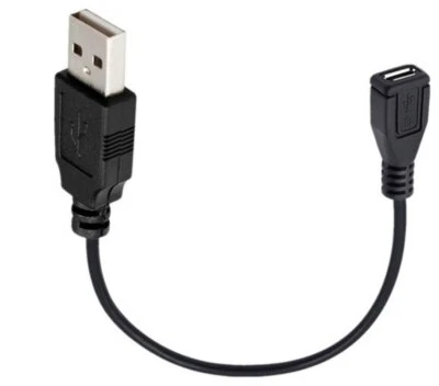 USB-A to Micro 5-Pin USB Extension Data Cable 0.25m Male to Female - Image 1 of 2