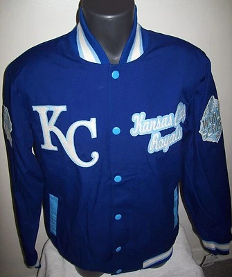 KANSAS CITY ROYALS WORLD SERIES CHAMPIONS Varsity Cotton Jacket 3X - Image 1 of 4