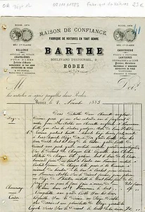 Dépt 12 - Rodez 3 Bld d'Estourmel - Fabrique de Voitures en Tout Genre de 1883 - Picture 1 of 1