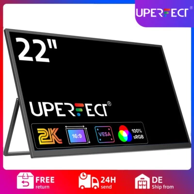 UPERFECT Portable Monitor, 22,0 Zoll 2K Portable Monitor 1000:1 Display 1440P DE - Bild 1 von 4