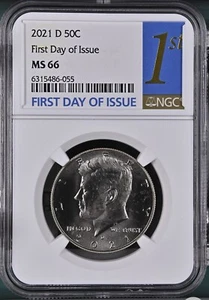 2021 D 50C First Day Of Issue NGC MS66 Kennedy HALF DOLLAR FDOI Denver Mint FDI - Picture 1 of 3